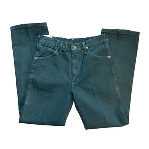 Wrangler Cowboy Cut Slim Fit Dark Green Denim Jeans Western Unisex 30x30